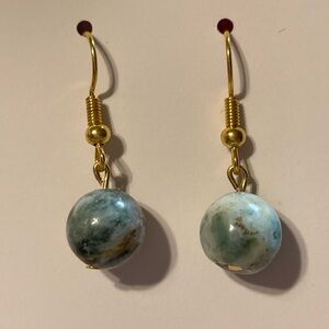 Moss Agate gemstone Dangle Earrings